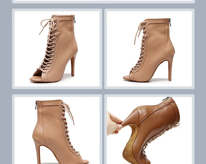 Beige Lace Up Bootie